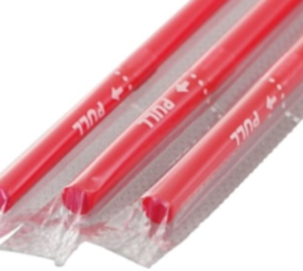 ＦＭフレックスストロ－赤　フィルム包装　500本入