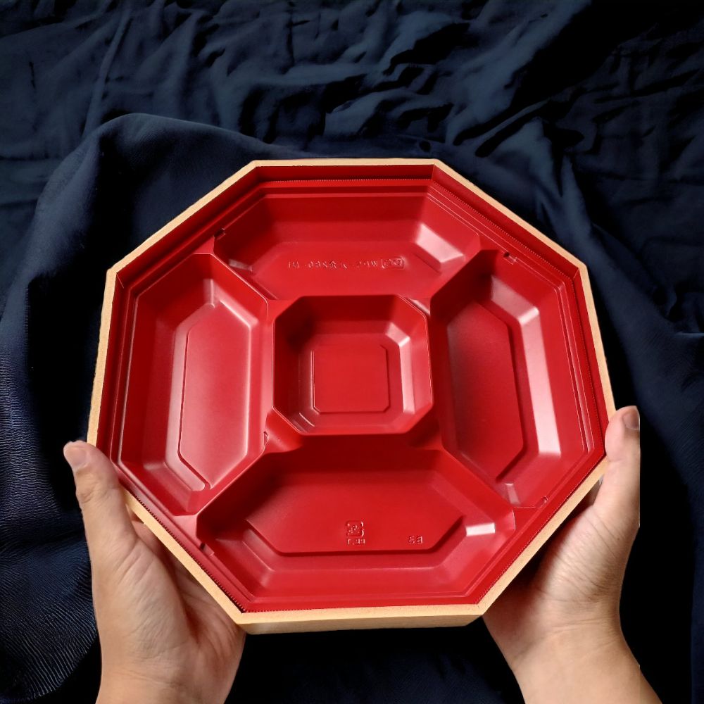 WPS-八角280V 柾目朱 エコ蓋付 (280×280×48mm)