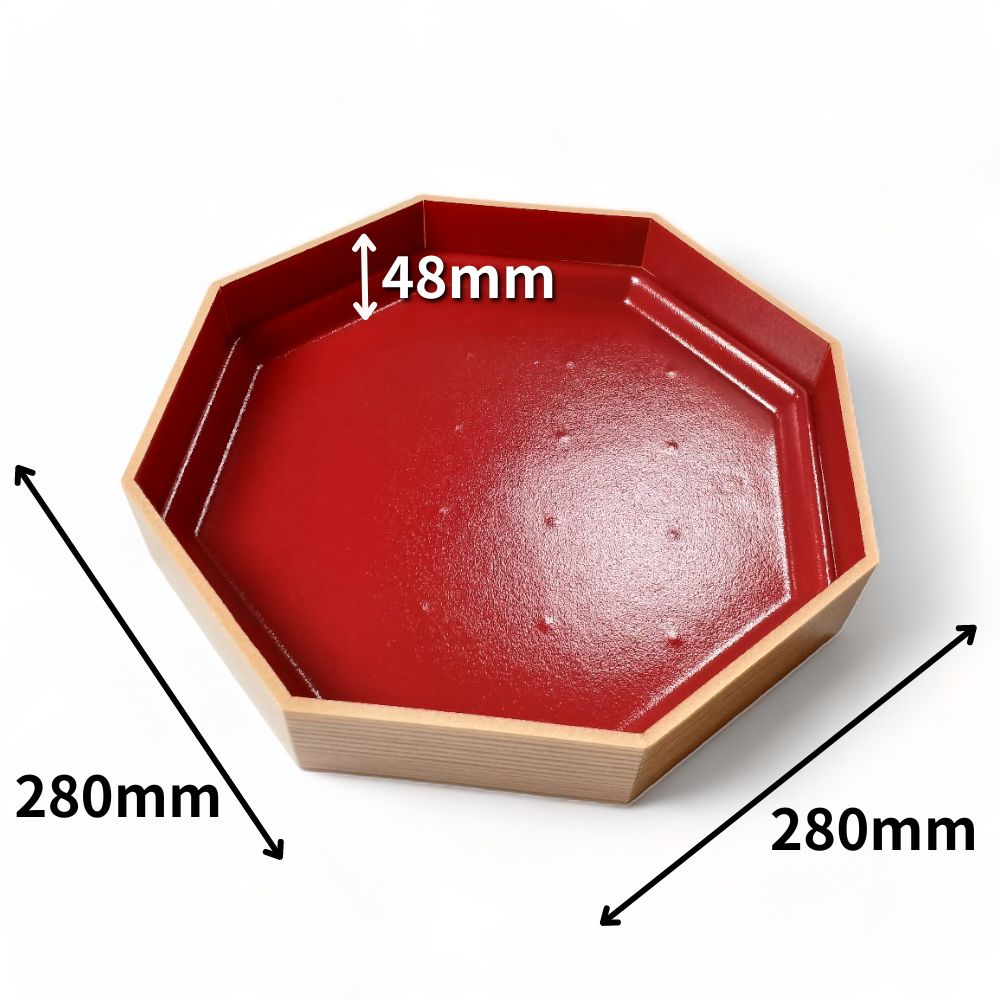 WPS-八角280V 柾目朱 エコ蓋付 (280×280×48mm)