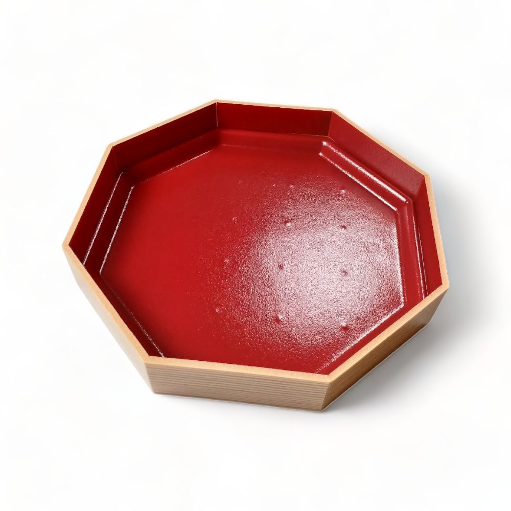 WPS-八角280V 柾目朱 エコ蓋付 (280×280×48mm)