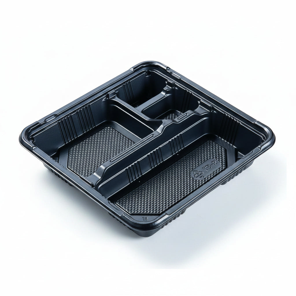 弁当容器 KB-2黒(本体) 190×190×37mm 50枚
