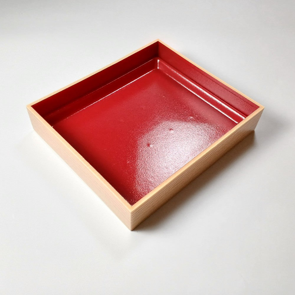 WPS角255-220V柾目朱 エコ蓋付 (255×220×48mm)