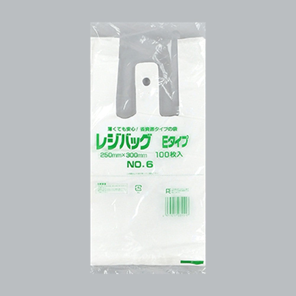 レジ袋 レジバッグ 関東 Eタイプ No.6E（0.012×250(150)×300mm）福助工業