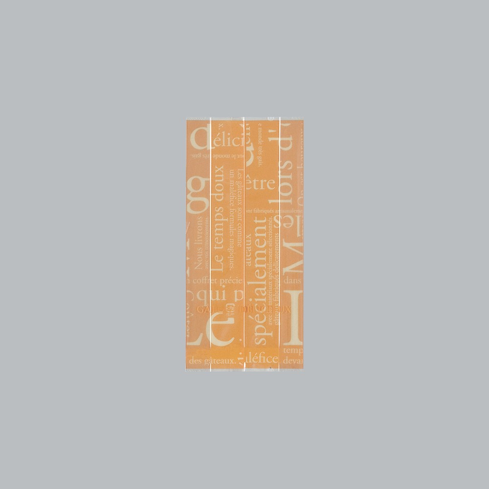 合掌袋 合掌ガゼットGT（透明タイプ） No.22 洋柄オレンジ（70×150mm・マチ30mm）福助工業