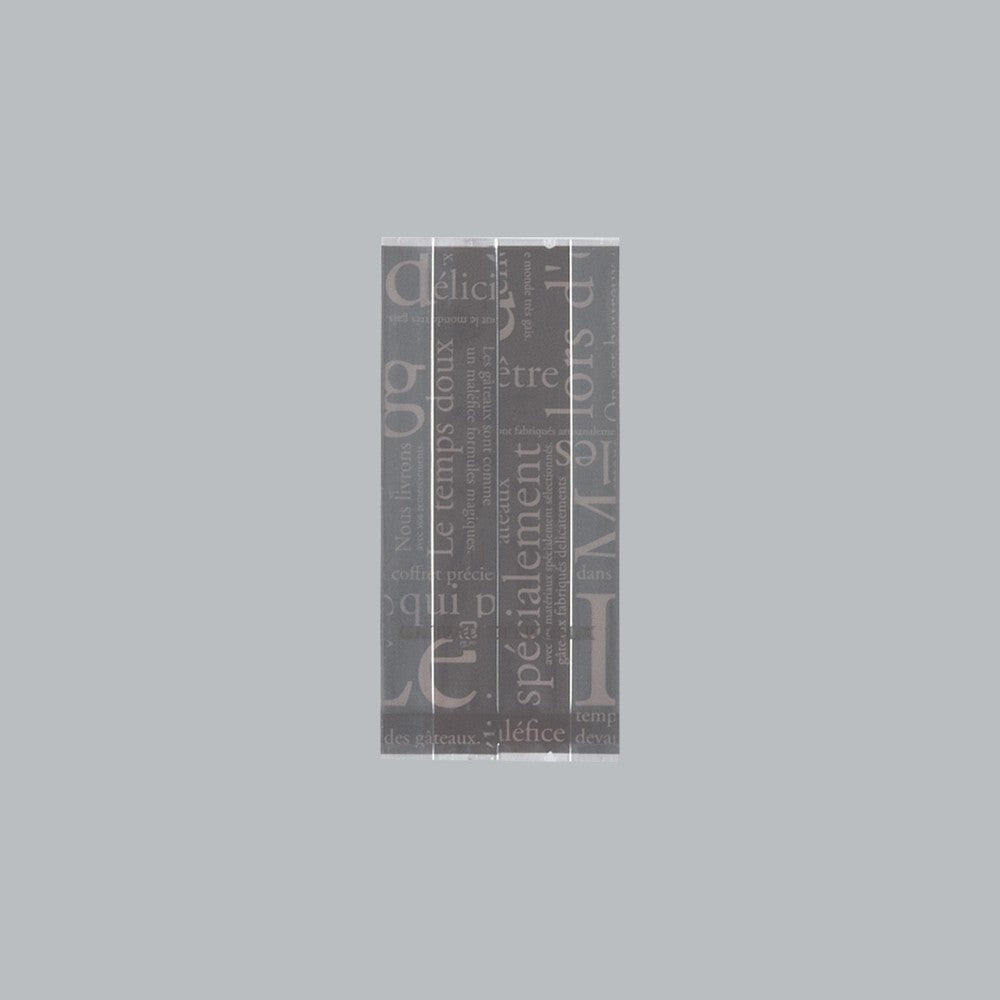 合掌袋 合掌ガゼットGT（透明タイプ） No.22 洋柄ブラウン（70×150mm・マチ30mm）福助工業