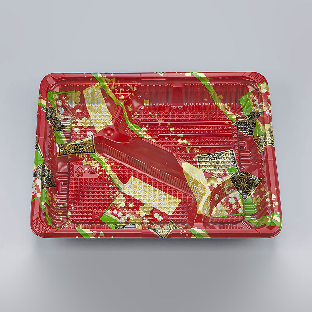弁当容器 CZ-222 彩帯赤本体（N）