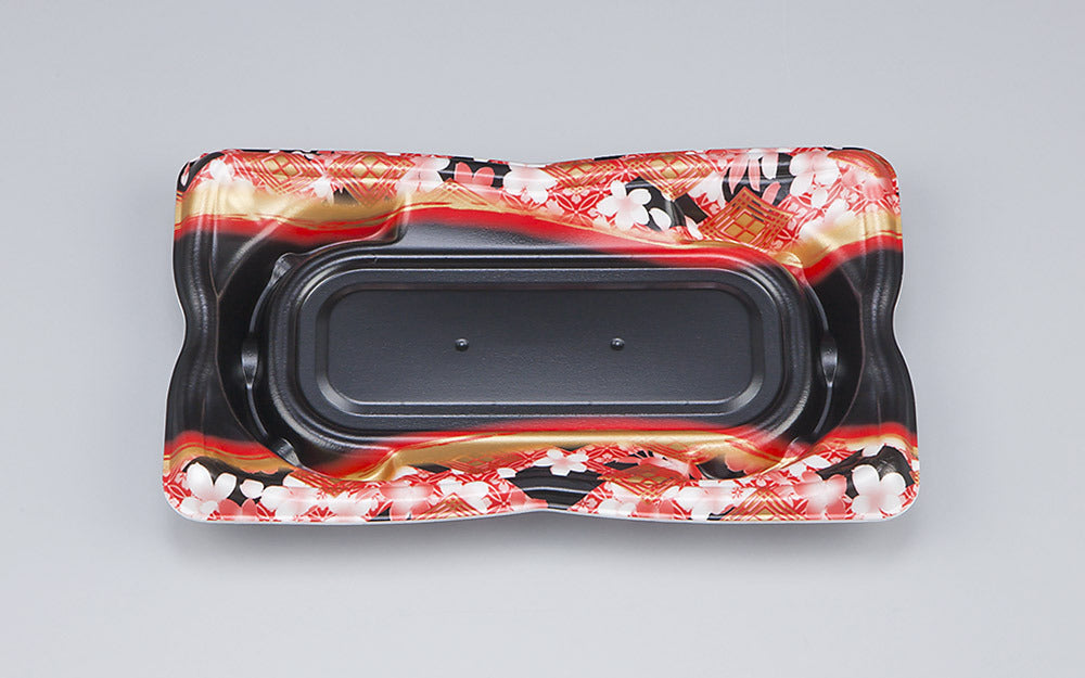 寿司容器 SF華皿13 花かざり赤本体