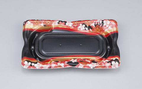 寿司容器 SF華皿13 花かざり赤本体