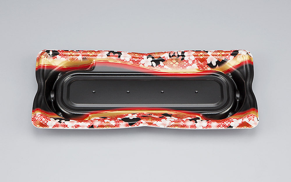 寿司容器 SF華皿15 花かざり赤本体