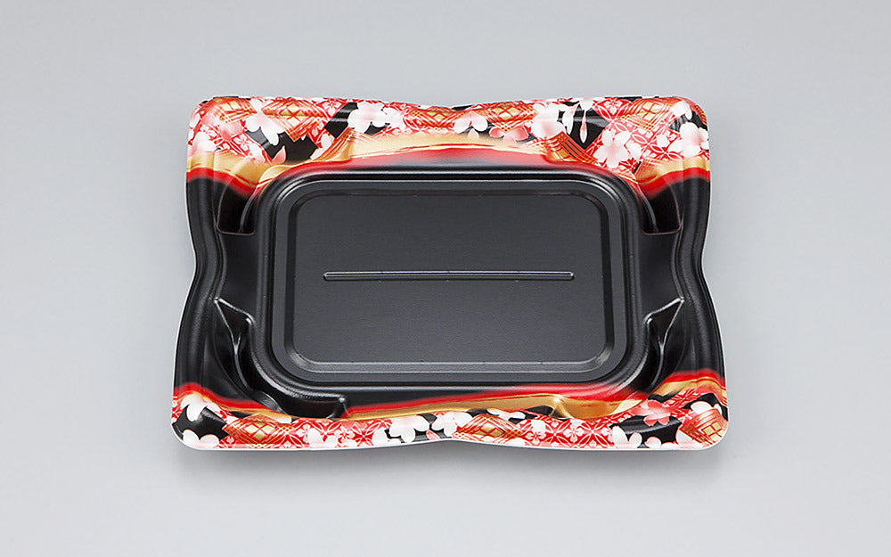 寿司容器 SF華皿23 花かざり赤本体