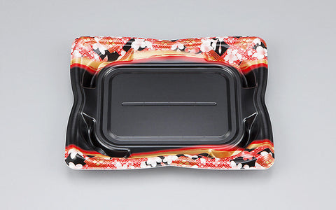 寿司容器 SF華皿23 花かざり赤本体