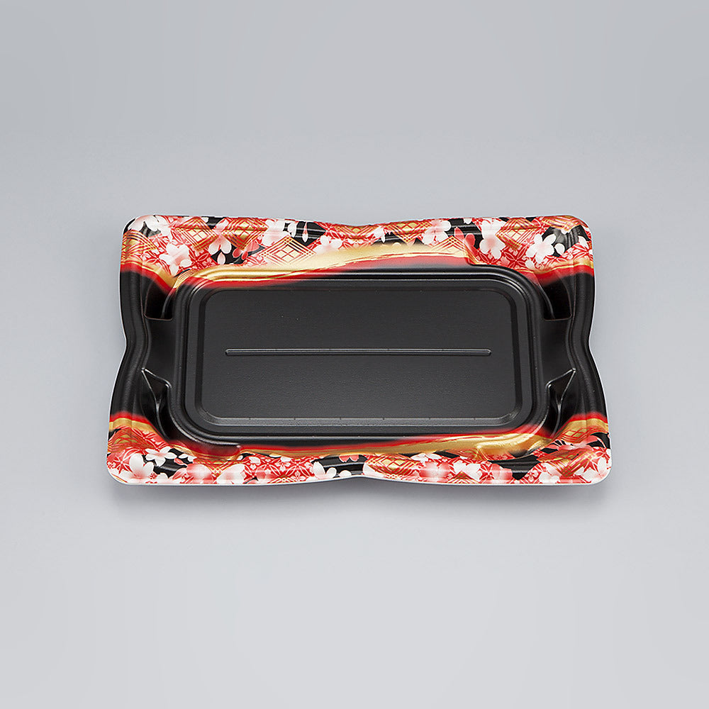 寿司容器 SF華皿24 花かざり赤本体