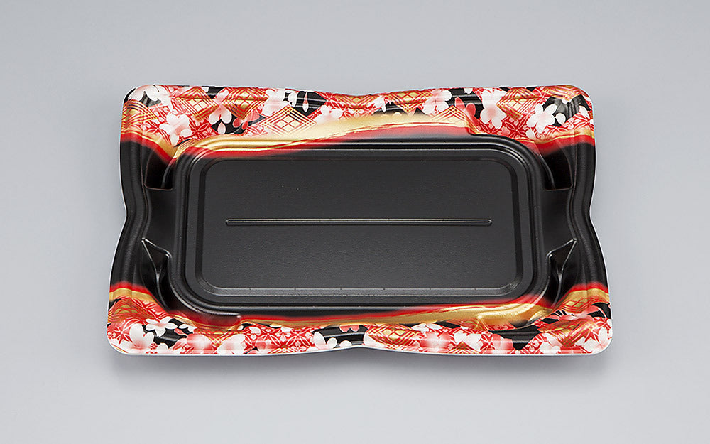 寿司容器 SF華皿24 花かざり赤本体