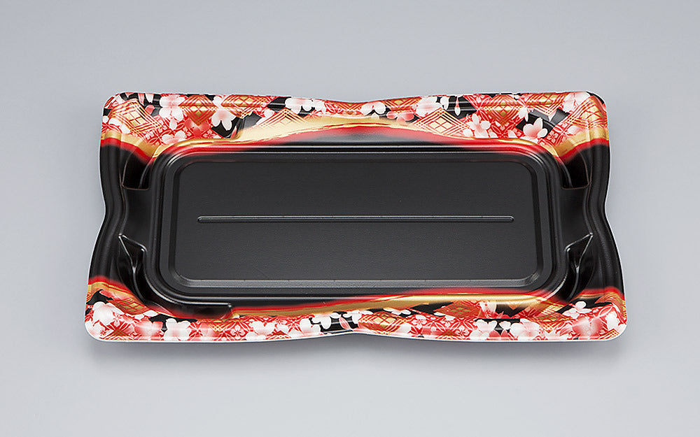 寿司容器 SF華皿25 花かざり赤本体