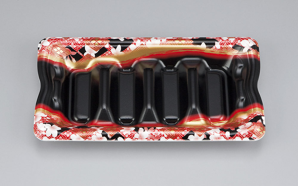 寿司容器 SF華皿巻段4 花かざり赤本体