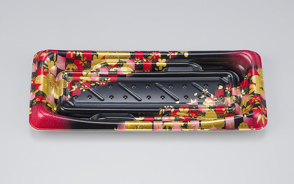 寿司容器 SFうま皿15 花雅黒赤本体