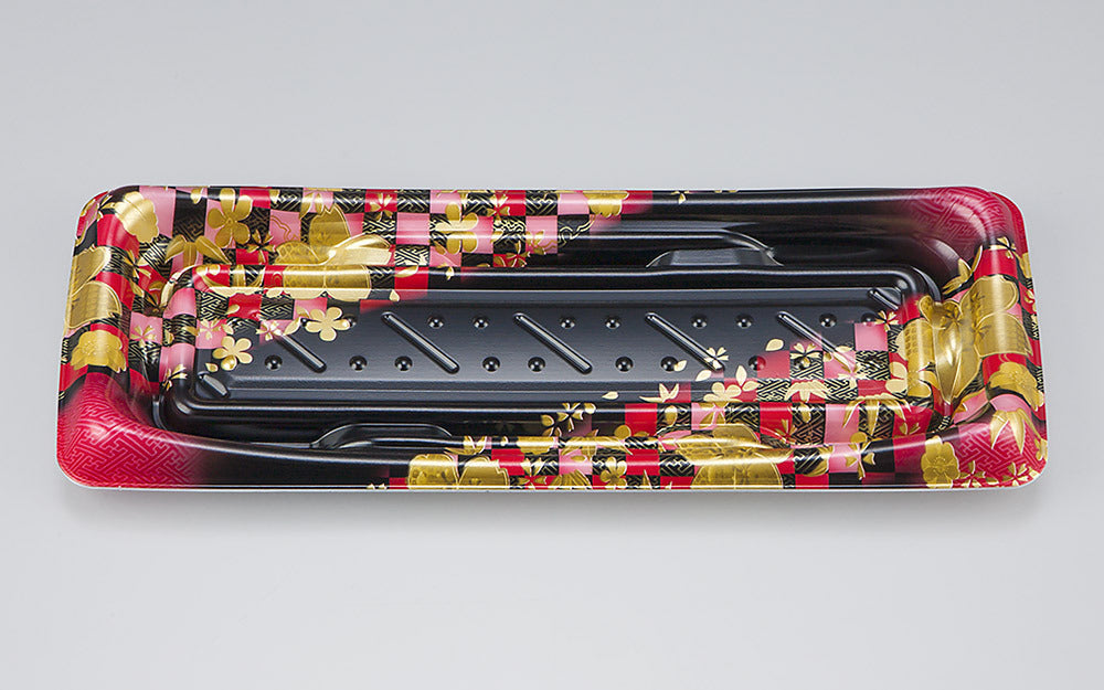 寿司容器 SFうま皿16 花雅黒赤本体