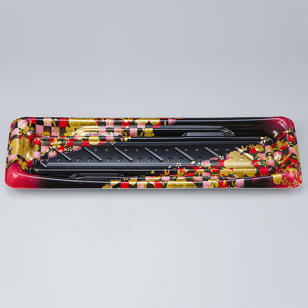 寿司容器 SFうま皿18 花雅黒赤本体