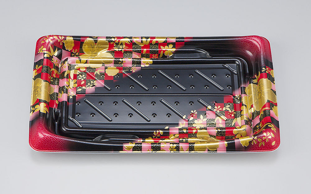 寿司容器 SFうま皿25 花雅黒赤本体