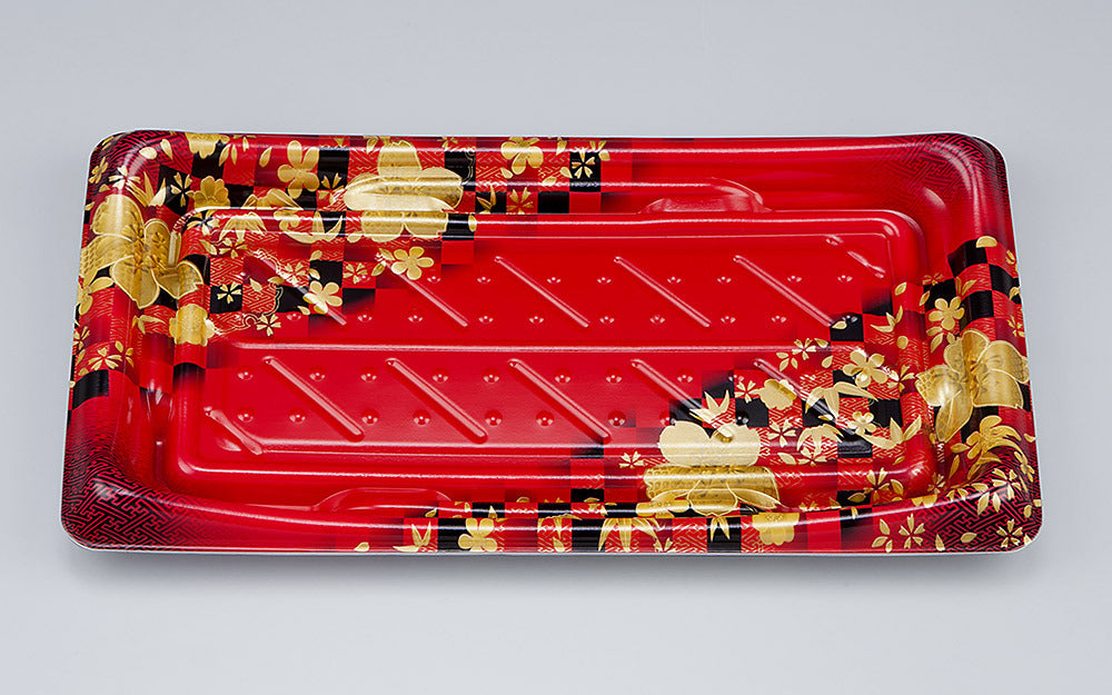 寿司容器 SFうま皿26 花雅赤本体