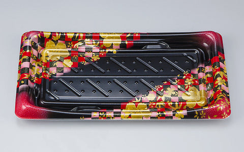 寿司容器 SFうま皿26 花雅黒赤本体