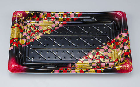 寿司容器 SFうま皿36 花雅黒赤本体