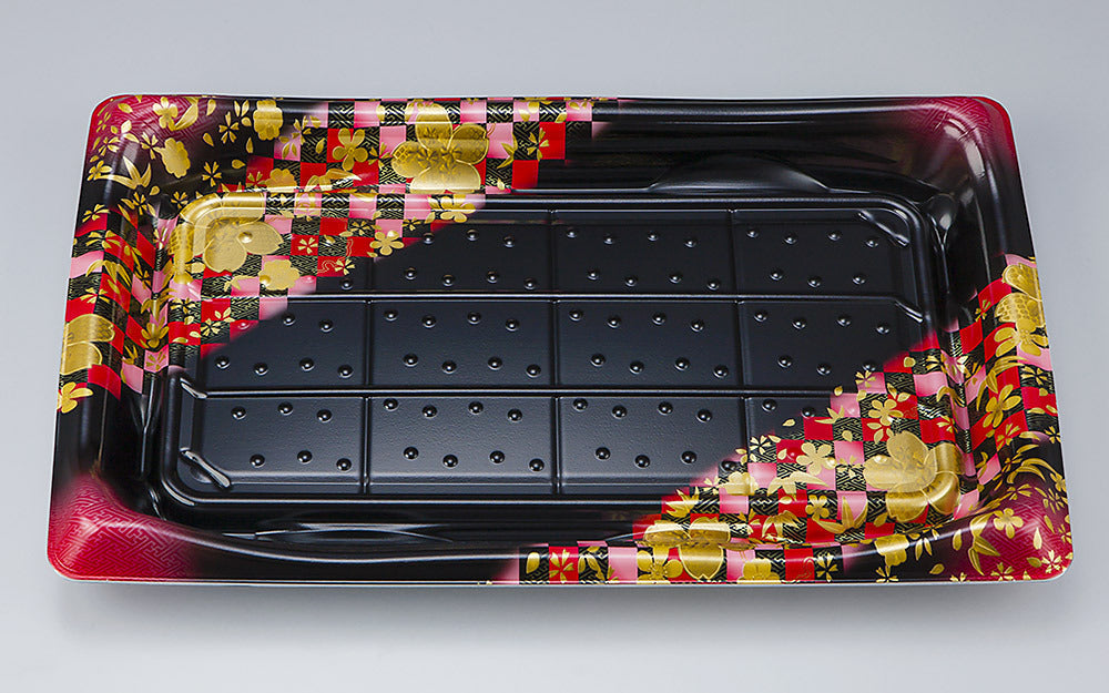 寿司容器 SFうま皿37 花雅黒赤本体