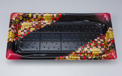 寿司容器 SFうま皿38 花雅黒赤本体