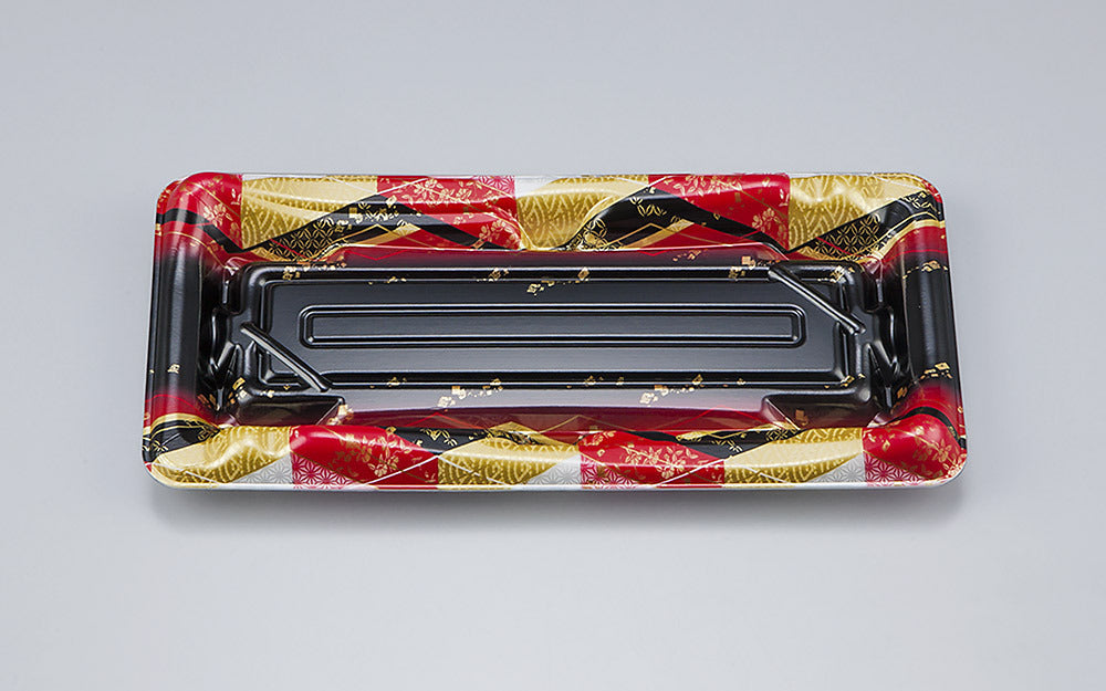 寿司容器 SF鮨板14 菱紋赤本体