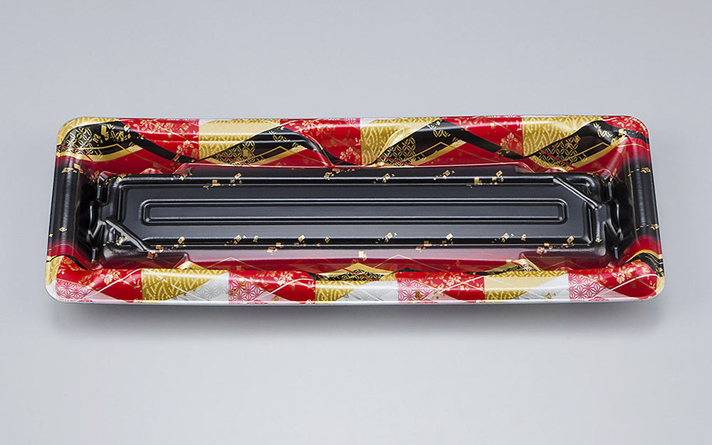 寿司容器 SF鮨板16 菱紋赤本体