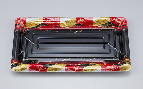 寿司容器 SF鮨板25 菱紋赤本体