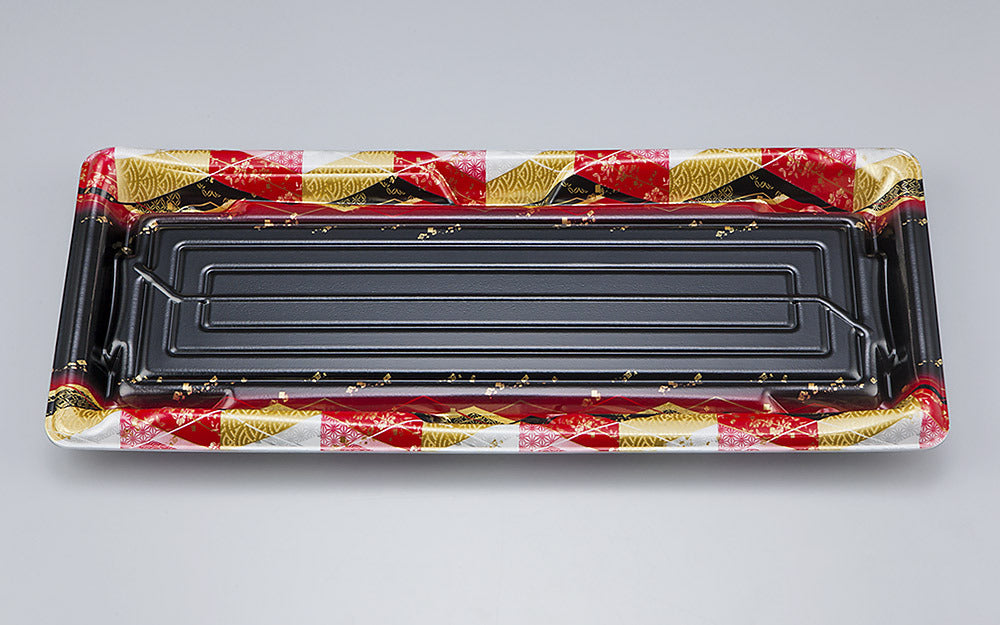 寿司容器 SF鮨板28 菱紋赤本体