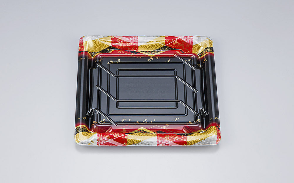 寿司容器 SF鮨板33 菱紋赤本体