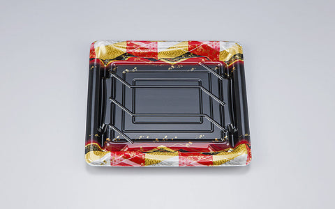 寿司容器 SF鮨板33 菱紋赤本体