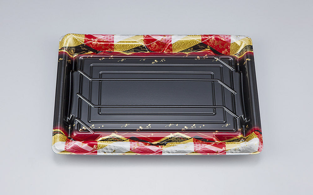 寿司容器 SF鮨板35 菱紋赤本体