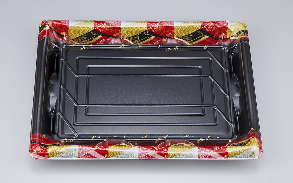 寿司容器 SF鮨板37 菱紋赤本体