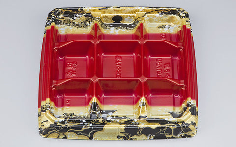 弁当容器 BFハカマ膳9-2 国風赤本体（N）