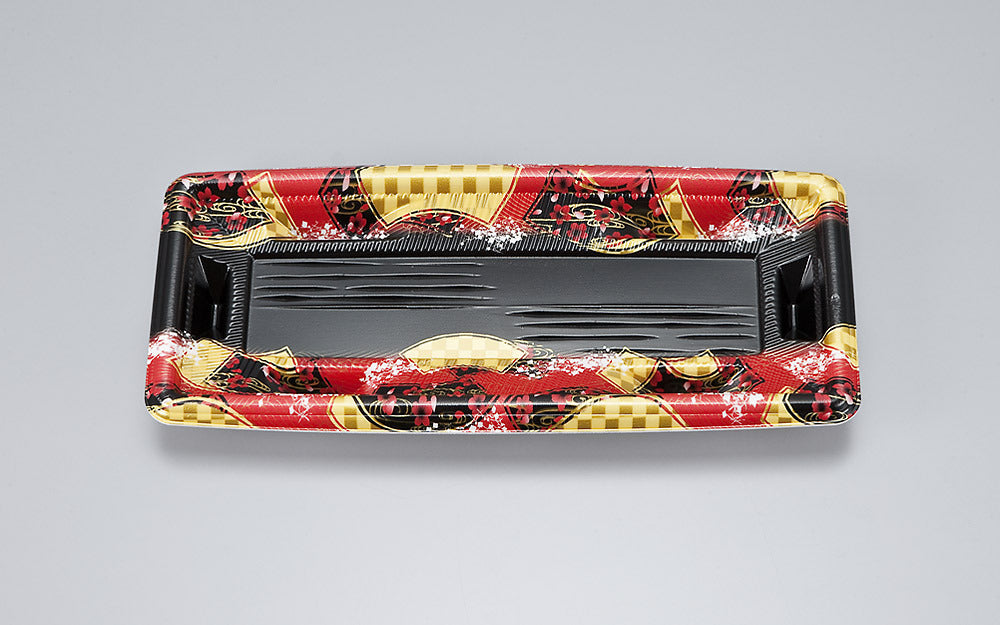 寿司容器 エコ際立皿15 舞扇赤本体
