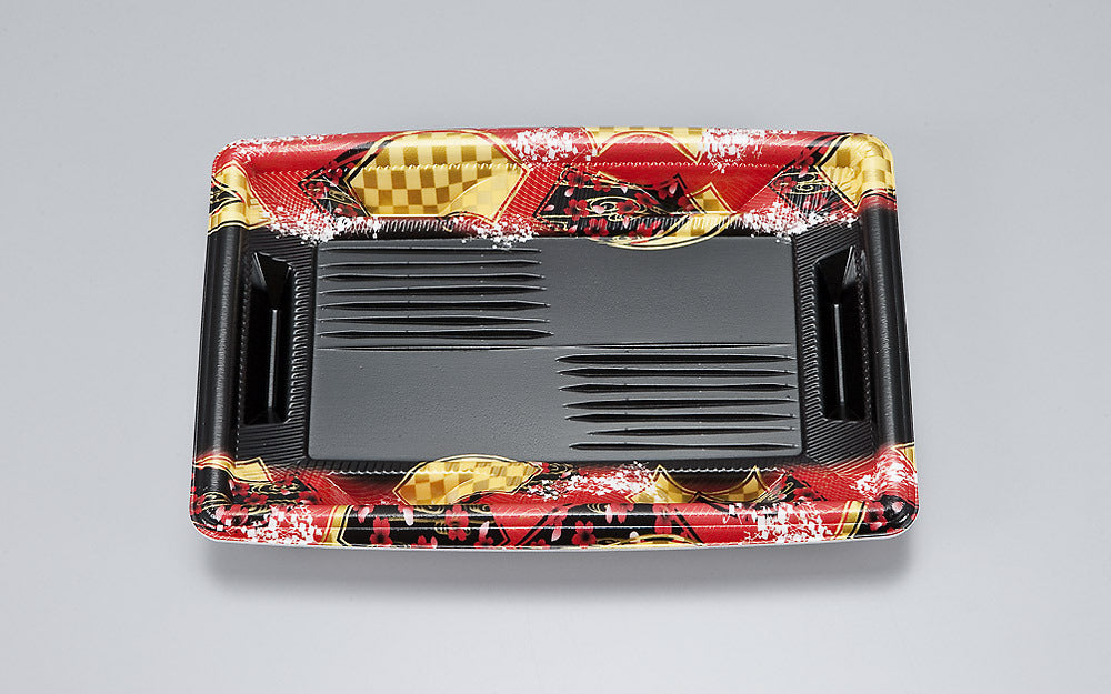 寿司容器 エコ際立皿24 舞扇赤本体