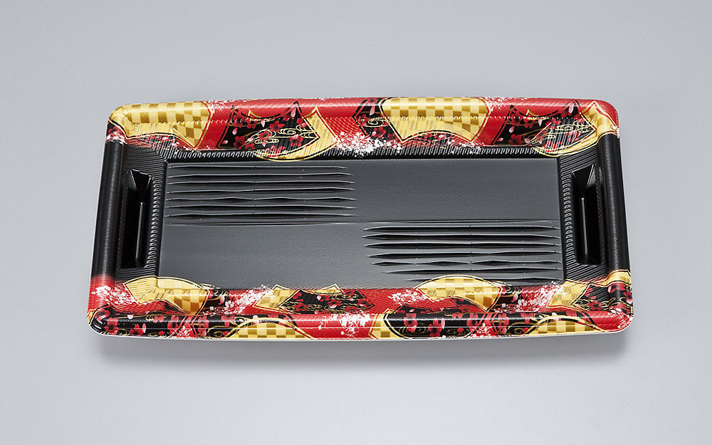 寿司容器 エコ際立皿26 舞扇赤本体