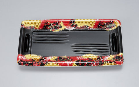 寿司容器 エコ際立皿26 舞扇赤本体