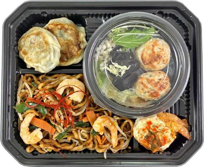 上海焼きそば＆スープセット：盛付写真