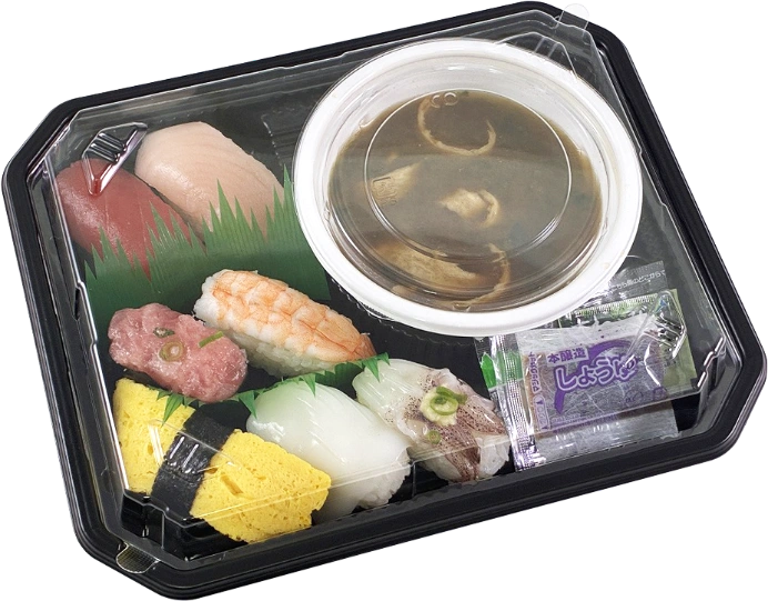 にぎり寿司＆味噌汁セット：外蓋を閉めた写真