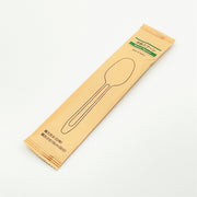 木製幅広スプーン160 筋付 紙完封袋(茶色）