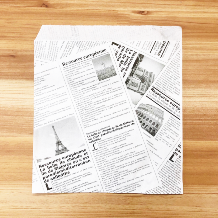 耐油紙バーガー袋（ヨーロピアン柄）ブラック