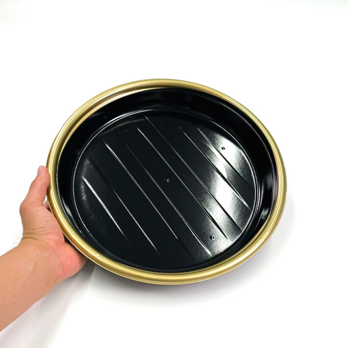 にぎり約32～40貫用　新4人桶 金フチ黒 本体 φ325×45ｍｍ（蓋別売）