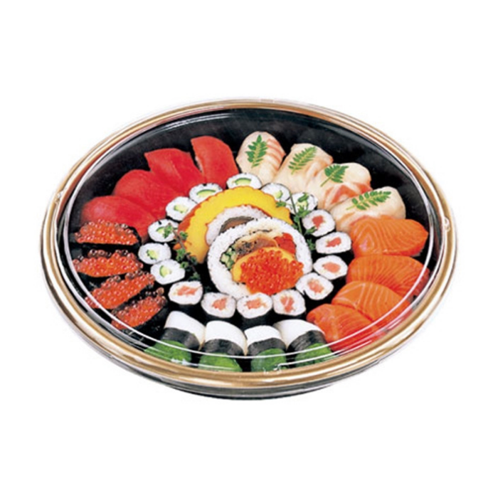 にぎり約32～40貫用　新4人桶 金フチ黒 本体 φ325×45ｍｍ（蓋別売）