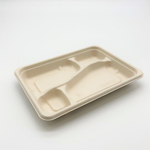 SBTバガスモールド弁当容器　４区切り　本体