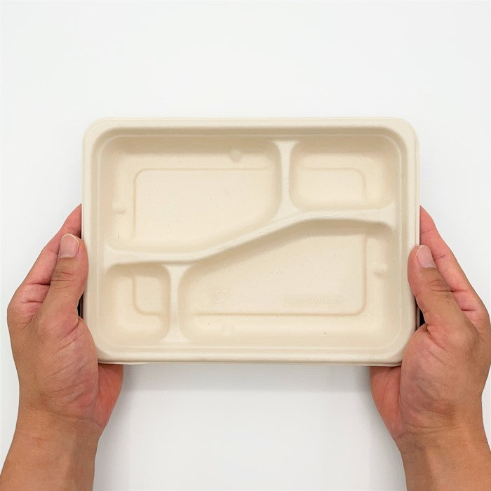 SBTバガスモールド弁当容器　４区切り　本体